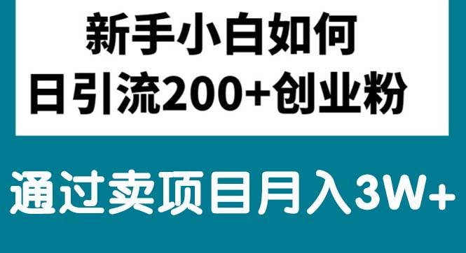 新手小白日引流200+创业粉,通过卖项目月入3W+-学知网