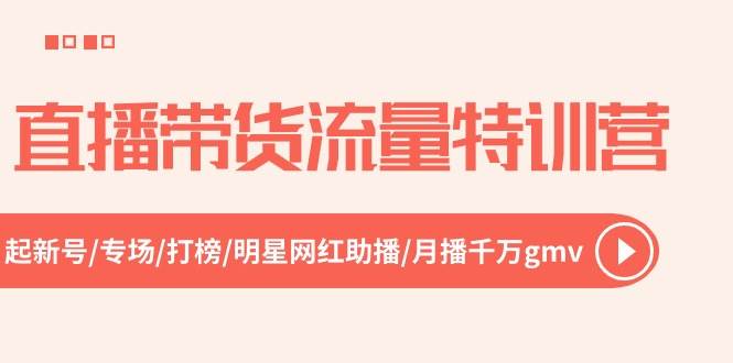 直播带货流量特训营，起新号-专场-打榜-明星网红助播 月播千万gmv（52节）-学知网