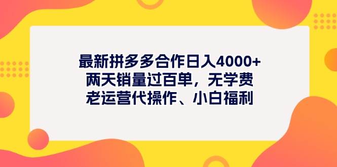 最新拼多多项目日入4000+两天销量过百单，无学费、老运营代操作、小白福利-学知网