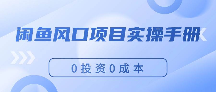 闲鱼风口项目实操手册，0投资0成本，让你做到，月入过万，新手可做-学知网