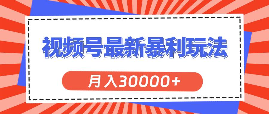 视频号最新暴利玩法，轻松月入30000+-学知网