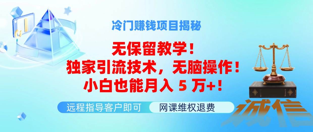 冷门赚钱项目无保留教学！独家引流技术，无脑操作！小白也能月入5万+！-学知网