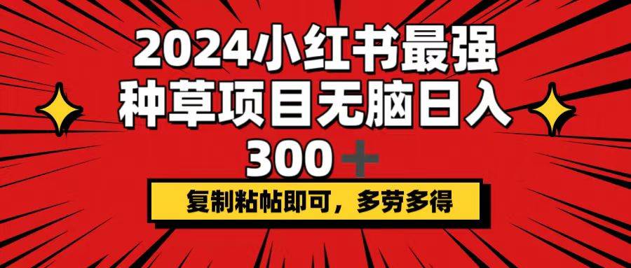 2024小红书最强种草项目，无脑日入300+，复制粘帖即可，多劳多得-学知网