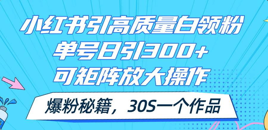 小红书引高质量白领粉，单号日引300+，可放大操作，爆粉秘籍！30s一个作品-学知网