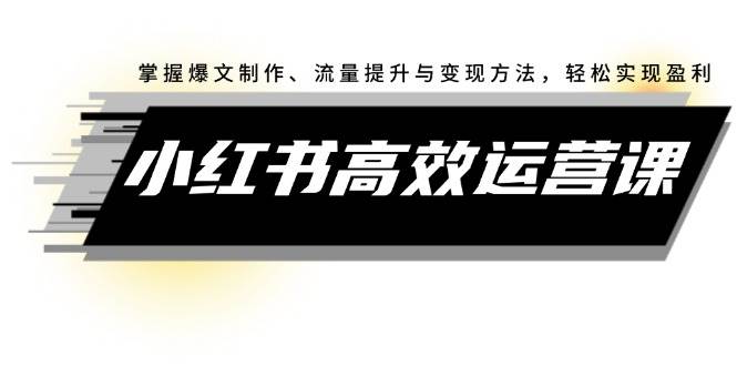 小红书高效运营课：掌握爆文制作、流量提升与变现方法，轻松实现盈利-学知网