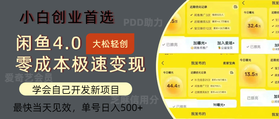 闲鱼0成本极速变现项目，多种变现方式，单号日入500+最新玩法-学知网