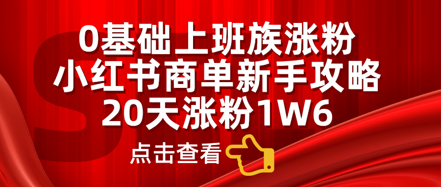 0基础上班族涨粉，小红书商单新手攻略，20天涨粉1.6w-学知网