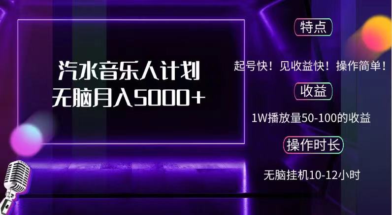 抖音汽水音乐人，计划无脑月入5000+-学知网