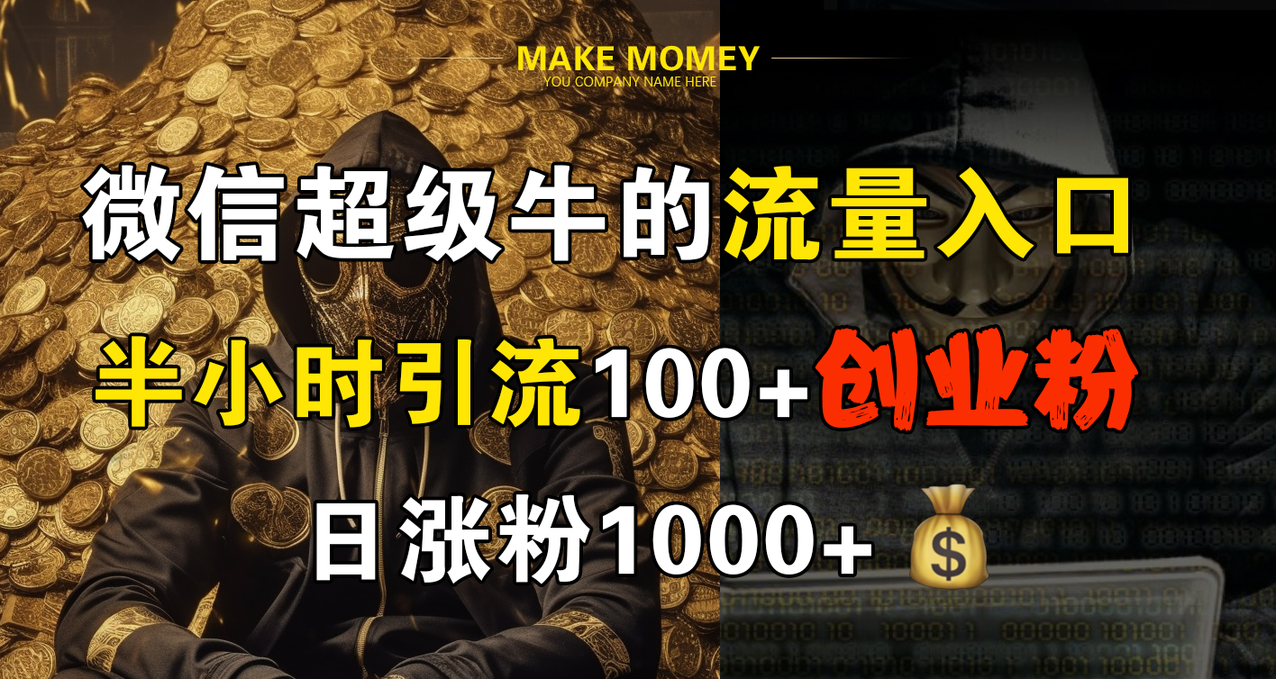 微信超级牛的流量入口，半小时引流100+创业粉，日涨粉1000+-学知网