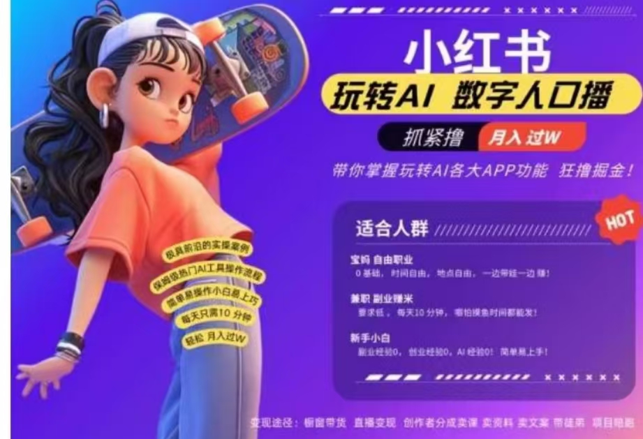 小红书数字人暴力起号，AI改写文案，流量火爆月入破W轻松拿捏，再也不用费劲录口播-学知网