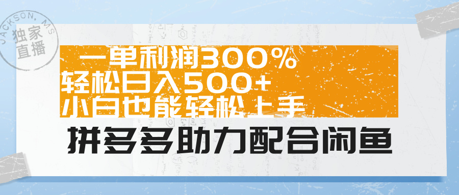 拼多多助力配合闲鱼 一单利润300% 轻松日入500+ 小白也能轻松上手！-学知网