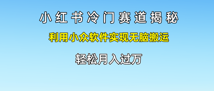 小红书冷门赛道揭秘,轻松月入过万，利用小众软件实现无脑搬运，-学知网