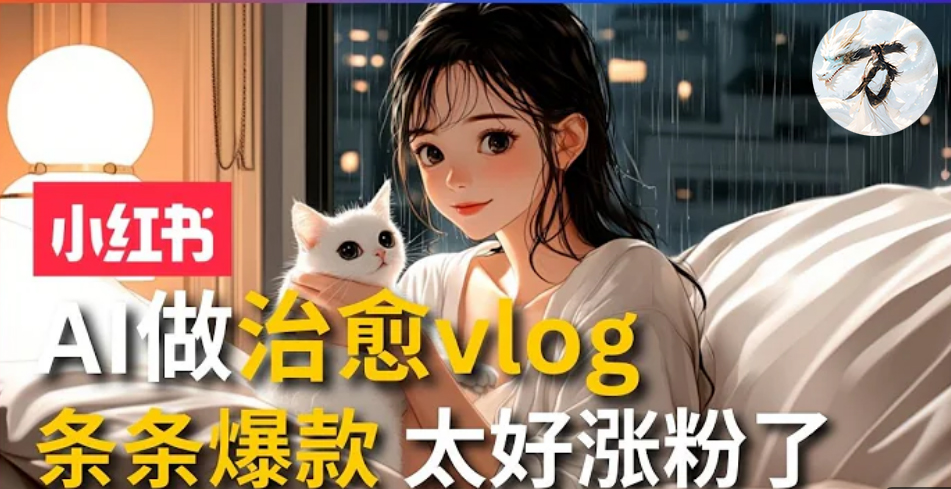 AI治愈系vlog动画视频，小红书7天 涨粉破千，商单报价1500+，0成本制作，日入2000+，有手就会 -学知网