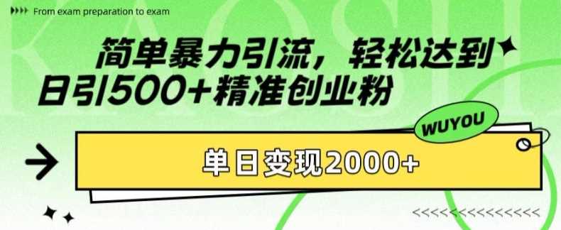 简单暴力引流轻松达到日引500+精准创业粉，单日变现2k【揭秘】-学知网