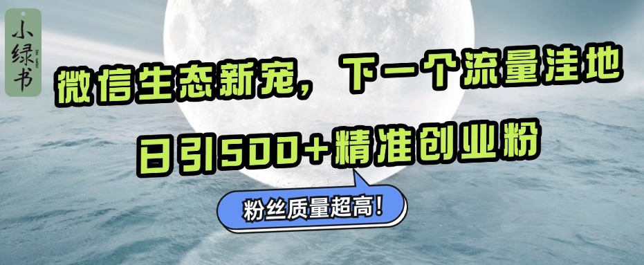 微信生态新宠小绿书：下一个流量洼地，粉丝质量超高，日引500+精准创业粉，-学知网