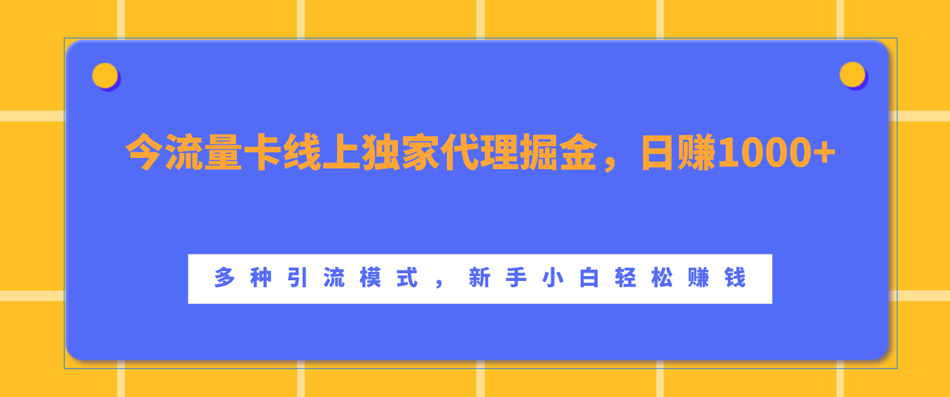 流量卡线上独家代理掘金，日赚1000+ ，多种引流模式，新手小白轻松赚钱-学知网