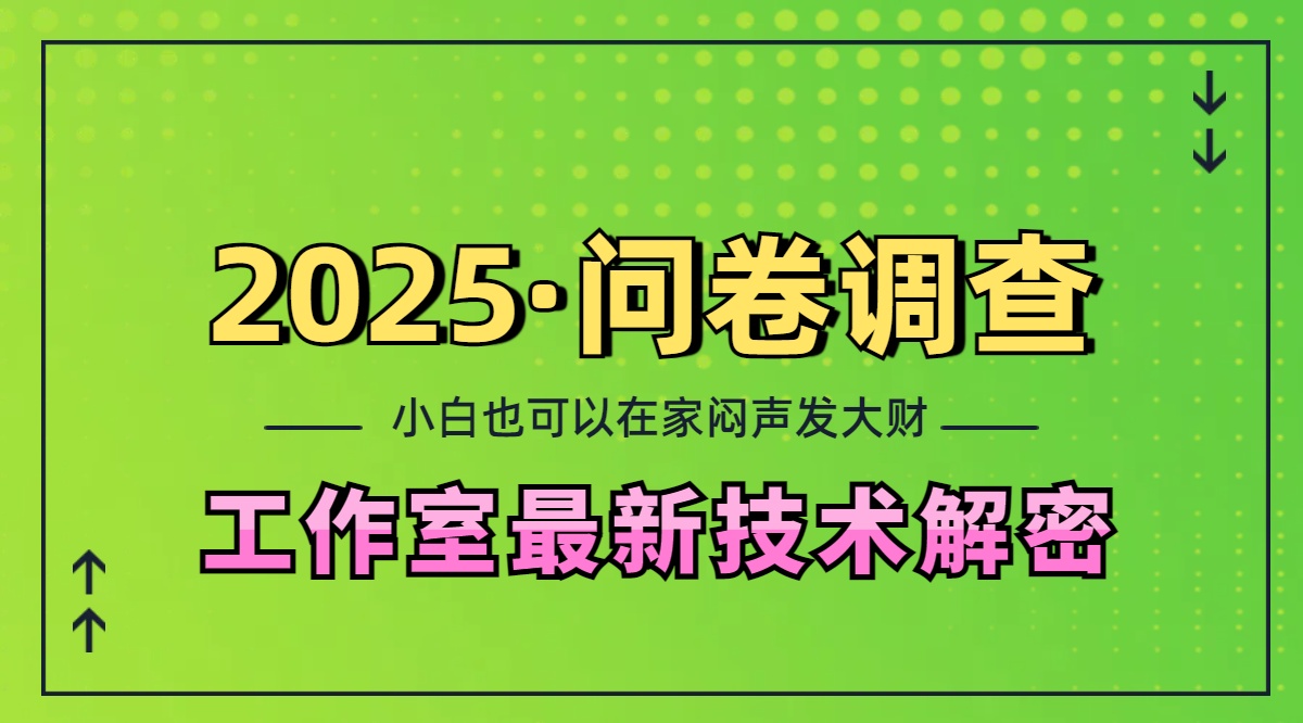 2025《问卷调查》最新工作室技术解密：一个人在家也可以闷声发大财，小白一天200+，可矩阵放大-学知网