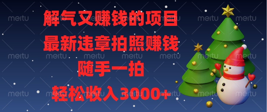 最新违章拍照赚钱，随手一拍，解气又赚钱的项目，轻松收入3000+-学知网