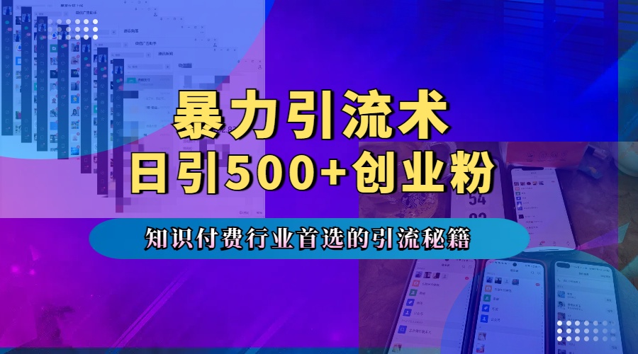 暴力引流术，专业知识付费行业首选的引流秘籍，一天暴流500+创业粉，五个手机流量接不完！-学知网