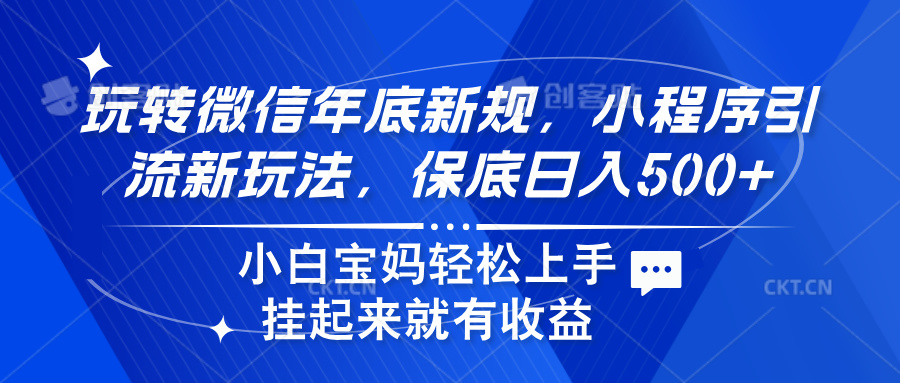 玩转微信年底新规，小程序引流新玩法，保底日入500+-学知网